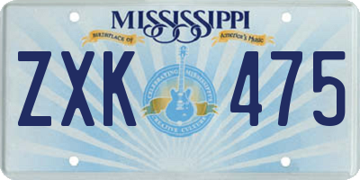 MS license plate ZXK475