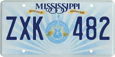 MS license plate ZXK482