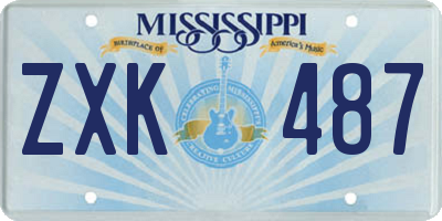 MS license plate ZXK487