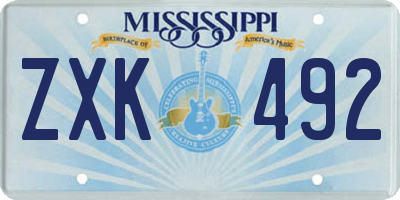 MS license plate ZXK492