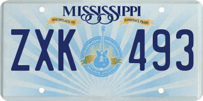 MS license plate ZXK493