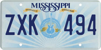 MS license plate ZXK494