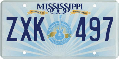 MS license plate ZXK497