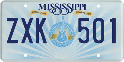 MS license plate ZXK501