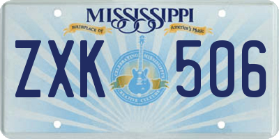 MS license plate ZXK506