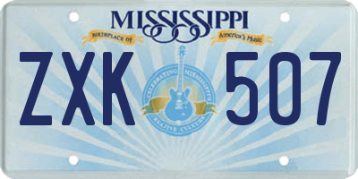 MS license plate ZXK507