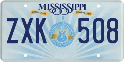 MS license plate ZXK508