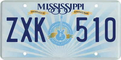 MS license plate ZXK510