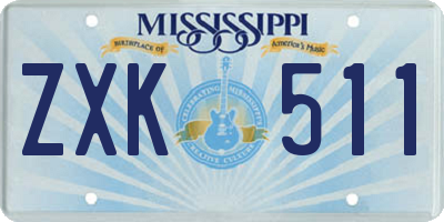 MS license plate ZXK511