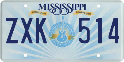 MS license plate ZXK514