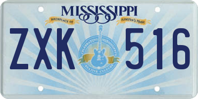 MS license plate ZXK516
