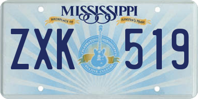 MS license plate ZXK519