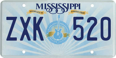 MS license plate ZXK520