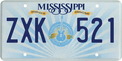 MS license plate ZXK521