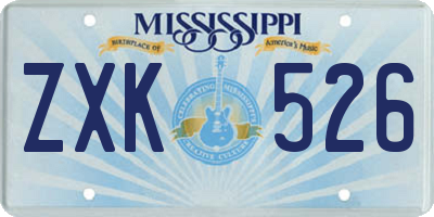 MS license plate ZXK526