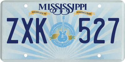 MS license plate ZXK527