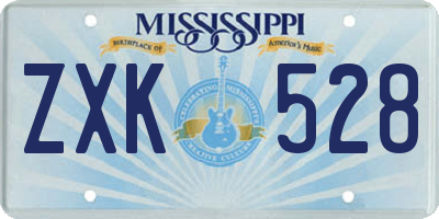 MS license plate ZXK528