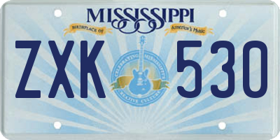 MS license plate ZXK530