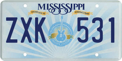 MS license plate ZXK531