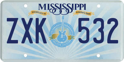 MS license plate ZXK532