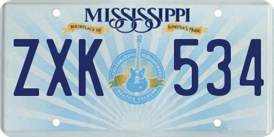 MS license plate ZXK534