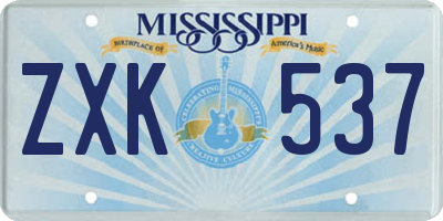 MS license plate ZXK537