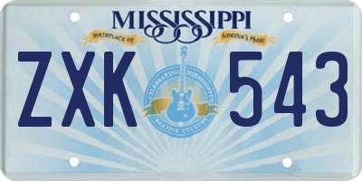 MS license plate ZXK543