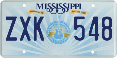 MS license plate ZXK548