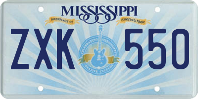 MS license plate ZXK550