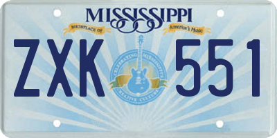 MS license plate ZXK551