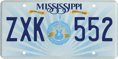 MS license plate ZXK552