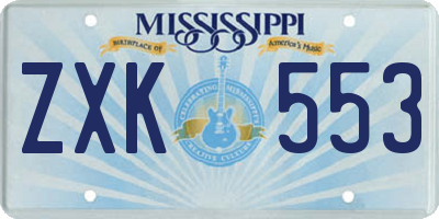 MS license plate ZXK553