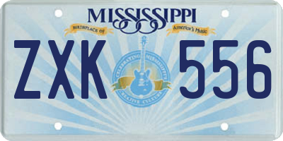 MS license plate ZXK556