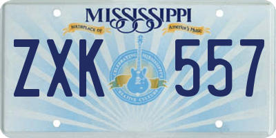 MS license plate ZXK557