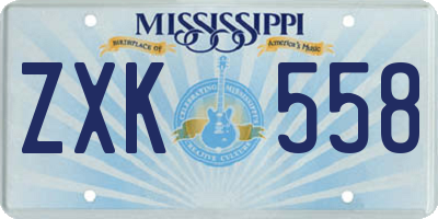 MS license plate ZXK558