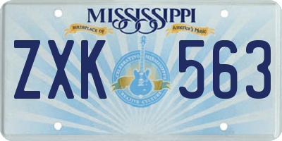MS license plate ZXK563