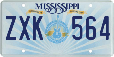 MS license plate ZXK564