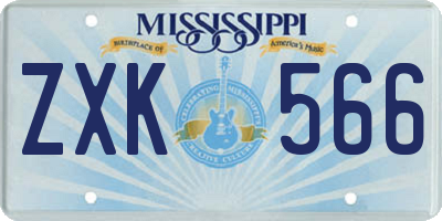 MS license plate ZXK566