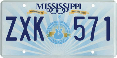 MS license plate ZXK571