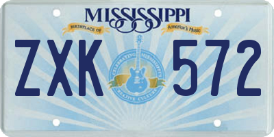 MS license plate ZXK572
