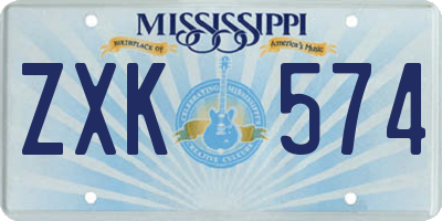 MS license plate ZXK574