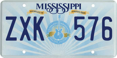 MS license plate ZXK576