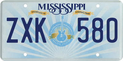MS license plate ZXK580