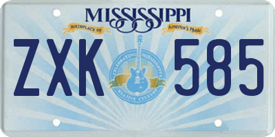 MS license plate ZXK585