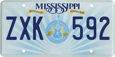 MS license plate ZXK592