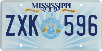 MS license plate ZXK596