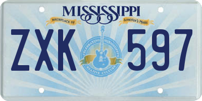 MS license plate ZXK597