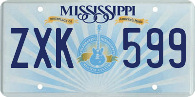 MS license plate ZXK599