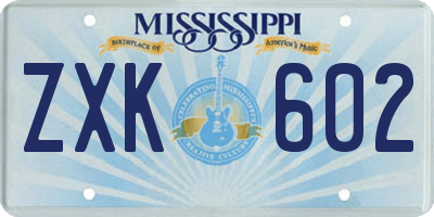 MS license plate ZXK602