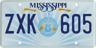 MS license plate ZXK605